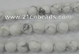 CWB212 15.5 inches 8mm faceted round natural white howlite beads