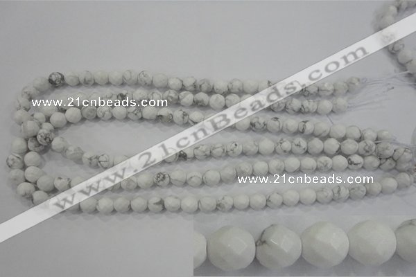 CWB212 15.5 inches 8mm faceted round natural white howlite beads