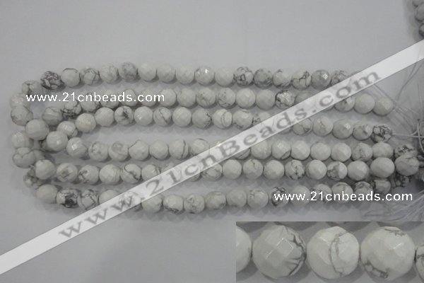 CWB213 15.5 inches 10mm faceted round natural white howlite beads