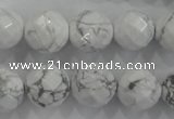 CWB215 15.5 inches 14mm faceted round natural white howlite beads