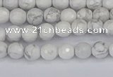 CWB230 15.5 inches 4mm faceted round white howlite beads