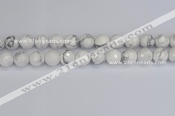 CWB235 15.5 inches 14mm faceted round white howlite beads