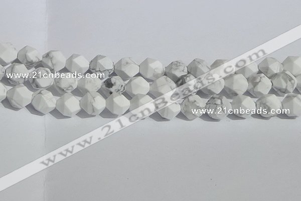 CWB247 15.5 inches 12mm faceted nuggets matte white howlite beads