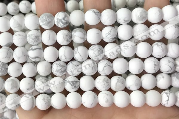 CWB252 15.5 inches 8mm round matte white howlite beads wholesale