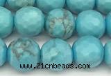 CWB260 15 inches 6mm faceted round howlite turquoise beads