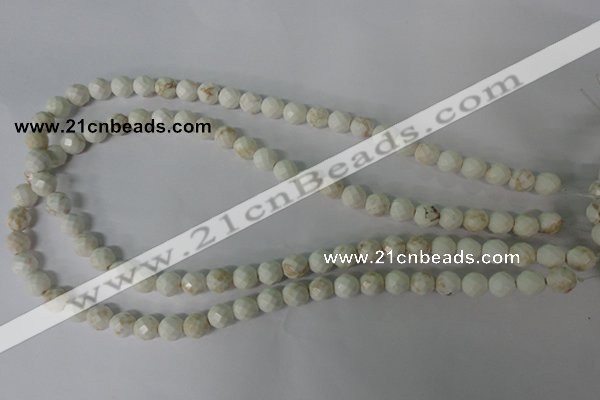 CWB300 15.5 inches 4mm faceted round howlite turquoise beads