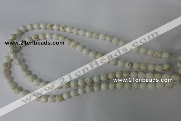 CWB301 15.5 inches 6mm faceted round howlite turquoise beads