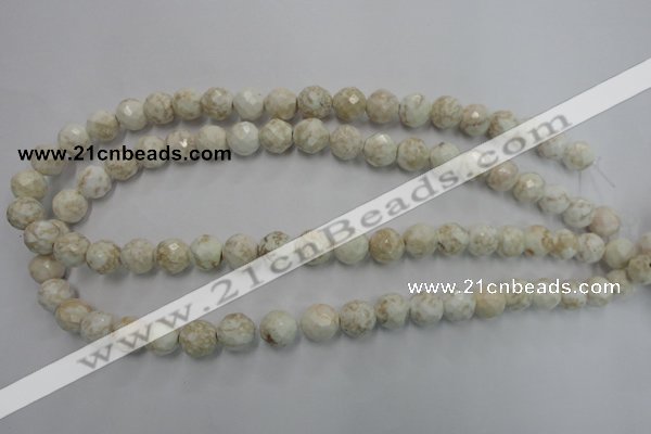 CWB303 15.5 inches 10mm faceted round howlite turquoise beads