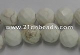 CWB304 15.5 inches 12mm faceted round howlite turquoise beads