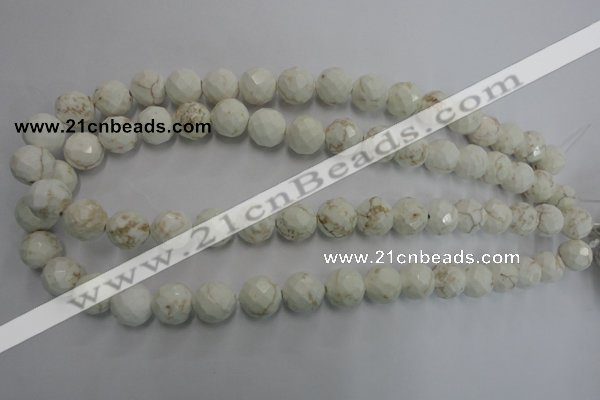 CWB304 15.5 inches 12mm faceted round howlite turquoise beads