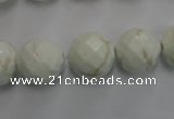 CWB305 15.5 inches 14mm faceted round howlite turquoise beads