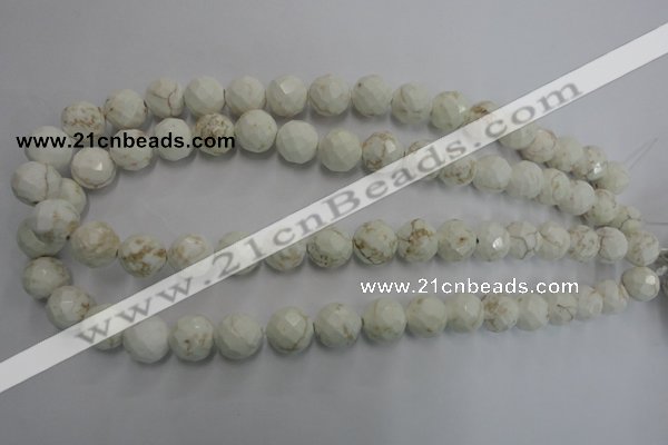 CWB305 15.5 inches 14mm faceted round howlite turquoise beads