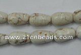 CWB331 15.5 inches 8*14mm teardrop howlite turquoise beads