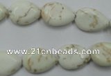 CWB363 15.5 inches 12*16mm flat teardrop howlite turquoise beads