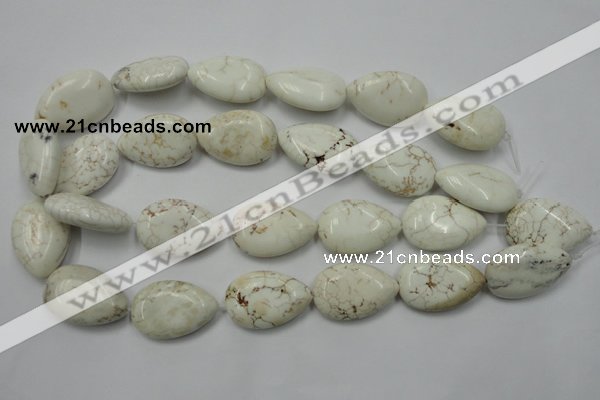 CWB367 15.5 inches 20*30mm flat teardrop howlite turquoise beads