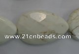 CWB377 20*30mm faceted flat teardrop howlite turquoise beads