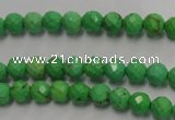 CWB390 15.5 inches 4mm faceted round howlite turquoise beads