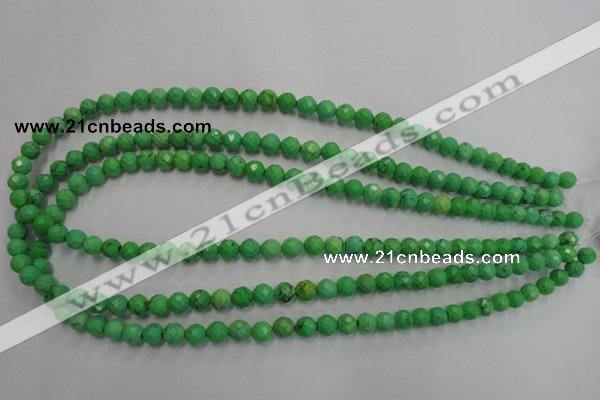 CWB390 15.5 inches 4mm faceted round howlite turquoise beads