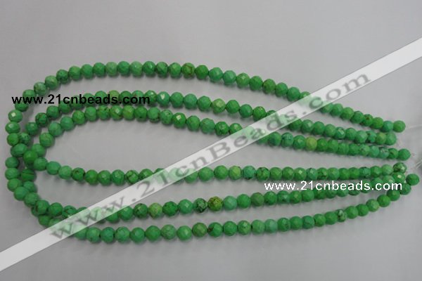 CWB391 15.5 inches 6mm faceted round howlite turquoise beads