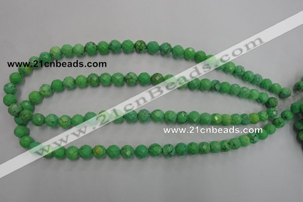 CWB392 15.5 inches 8mm faceted round howlite turquoise beads