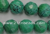 CWB406 15.5 inches 16mm faceted round howlite turquoise beads