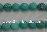 CWB412 15.5 inches 8mm faceted round howlite turquoise beads