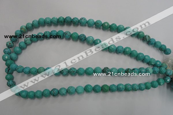 CWB412 15.5 inches 8mm faceted round howlite turquoise beads