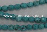 CWB421 15.5 inches 6mm faceted round howlite turquoise beads