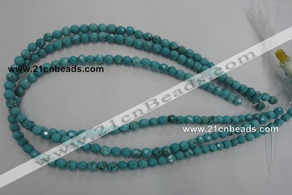 CWB421 15.5 inches 6mm faceted round howlite turquoise beads