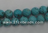 CWB422 15.5 inches 8mm faceted round howlite turquoise beads