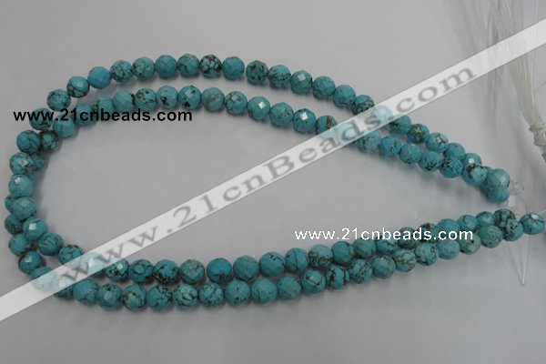 CWB422 15.5 inches 8mm faceted round howlite turquoise beads