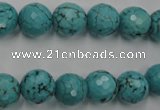 CWB423 15.5 inches 10mm faceted round howlite turquoise beads