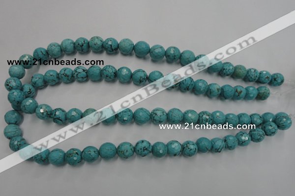 CWB423 15.5 inches 10mm faceted round howlite turquoise beads