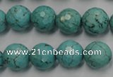 CWB424 15.5 inches 12mm faceted round howlite turquoise beads