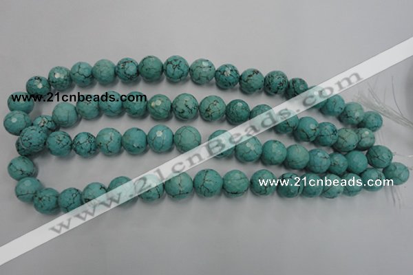 CWB424 15.5 inches 12mm faceted round howlite turquoise beads