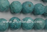 CWB425 15.5 inches 14mm faceted round howlite turquoise beads