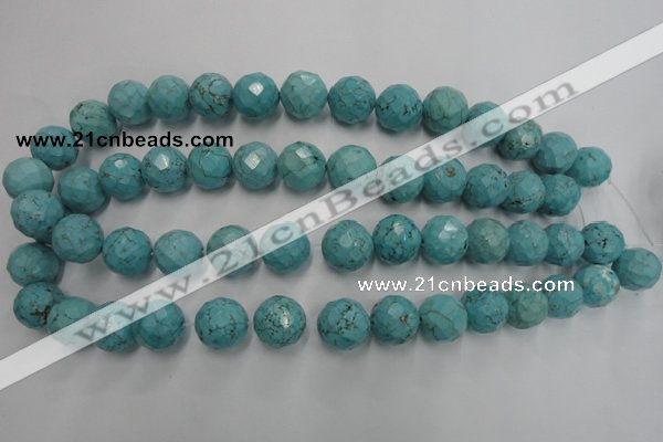 CWB425 15.5 inches 14mm faceted round howlite turquoise beads