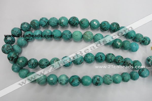 CWB426 15.5 inches 14mm faceted round howlite turquoise beads