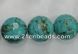 CWB427 15.5 inches 16mm faceted round howlite turquoise beads