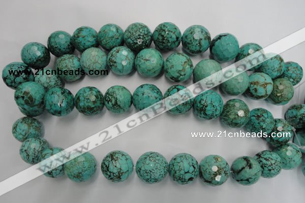 CWB428 15.5 inches 18mm faceted round howlite turquoise beads