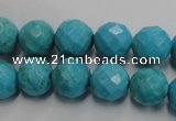 CWB434 15.5 inches 12mm faceted round howlite turquoise beads