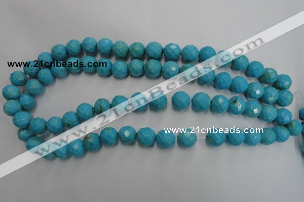 CWB434 15.5 inches 12mm faceted round howlite turquoise beads