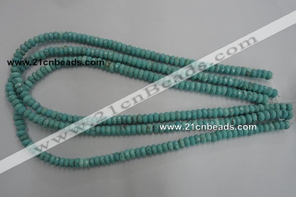 CWB440 15.5 inches 4*6mm faceted rondelle howlite turquoise beads