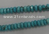 CWB441 15.5 inches 4*6mm faceted rondelle howlite turquoise beads