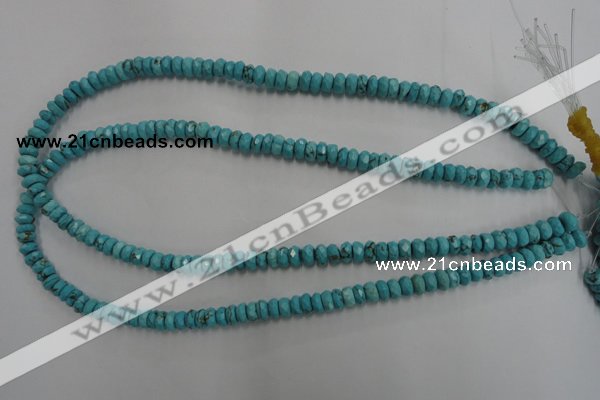 CWB441 15.5 inches 4*6mm faceted rondelle howlite turquoise beads