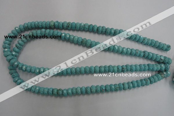 CWB443 15.5 inches 5*8mm faceted rondelle howlite turquoise beads