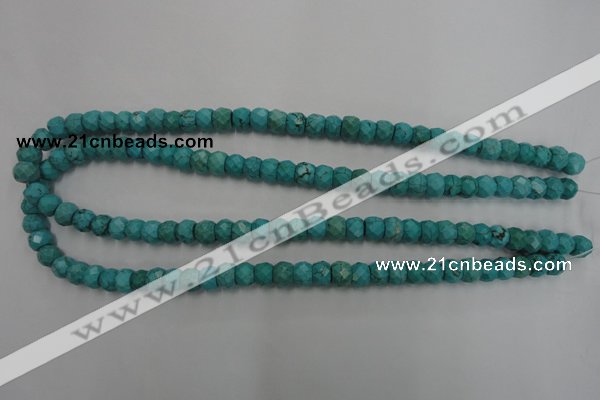 CWB444 15.5 inches 6*8mm faceted rondelle howlite turquoise beads