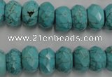 CWB447 15.5 inches 8*12mm faceted rondelle howlite turquoise beads