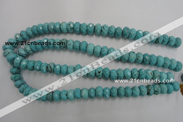 CWB447 15.5 inches 8*12mm faceted rondelle howlite turquoise beads