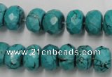 CWB448 15.5 inches 8*12mm faceted rondelle howlite turquoise beads